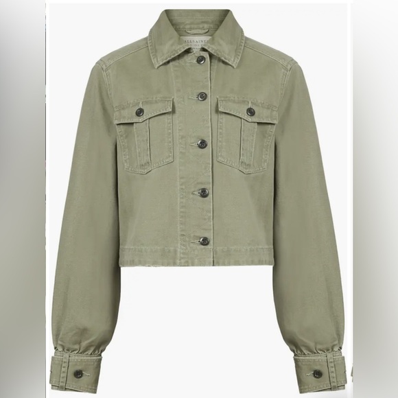 All Saints Maisy Green Denim Jacket - Picture 6 of 16